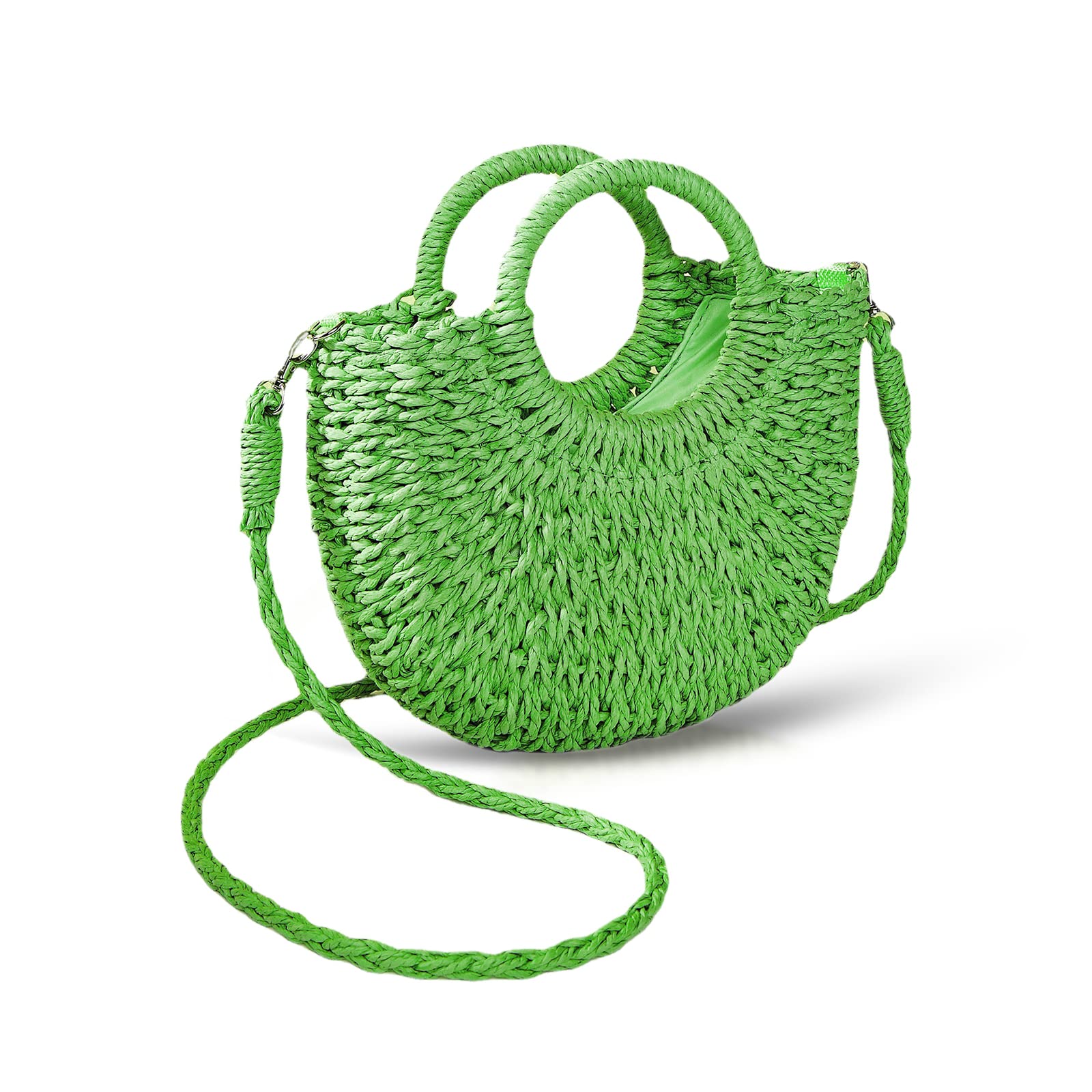 Amazon.com: QTKJ Mini Semi-circle Rattan Straw Bag, Hand-woven